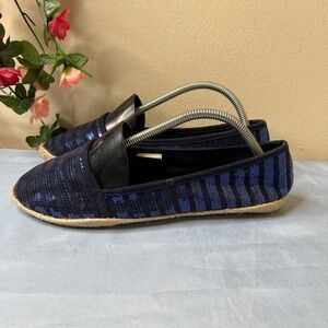 Celebrity Pink Blue Bedazzled Slip On Shoes Women’s 8.5 Party Comfort